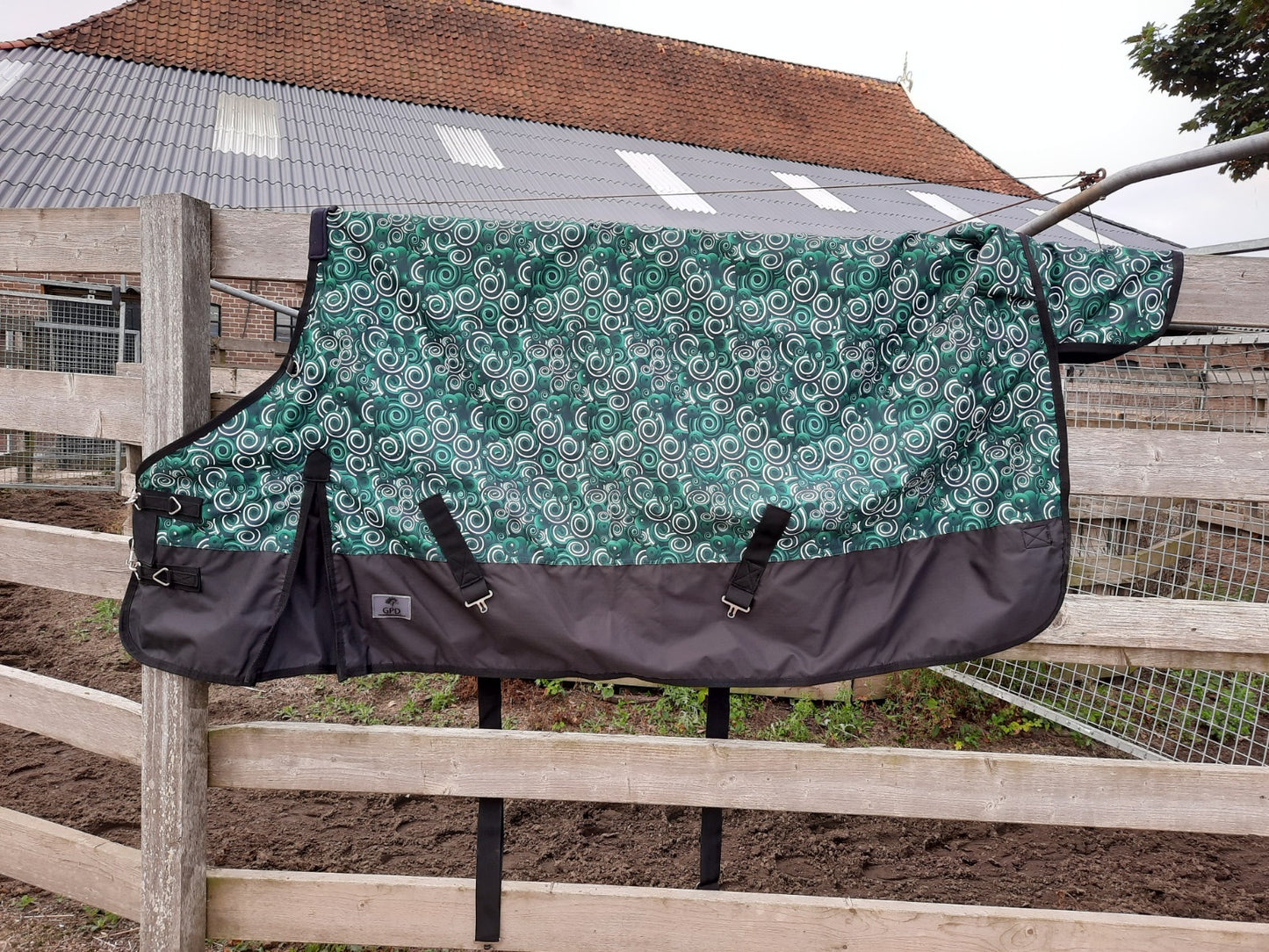 Regendeken luxe 0gram met fleece voering Green/swirl