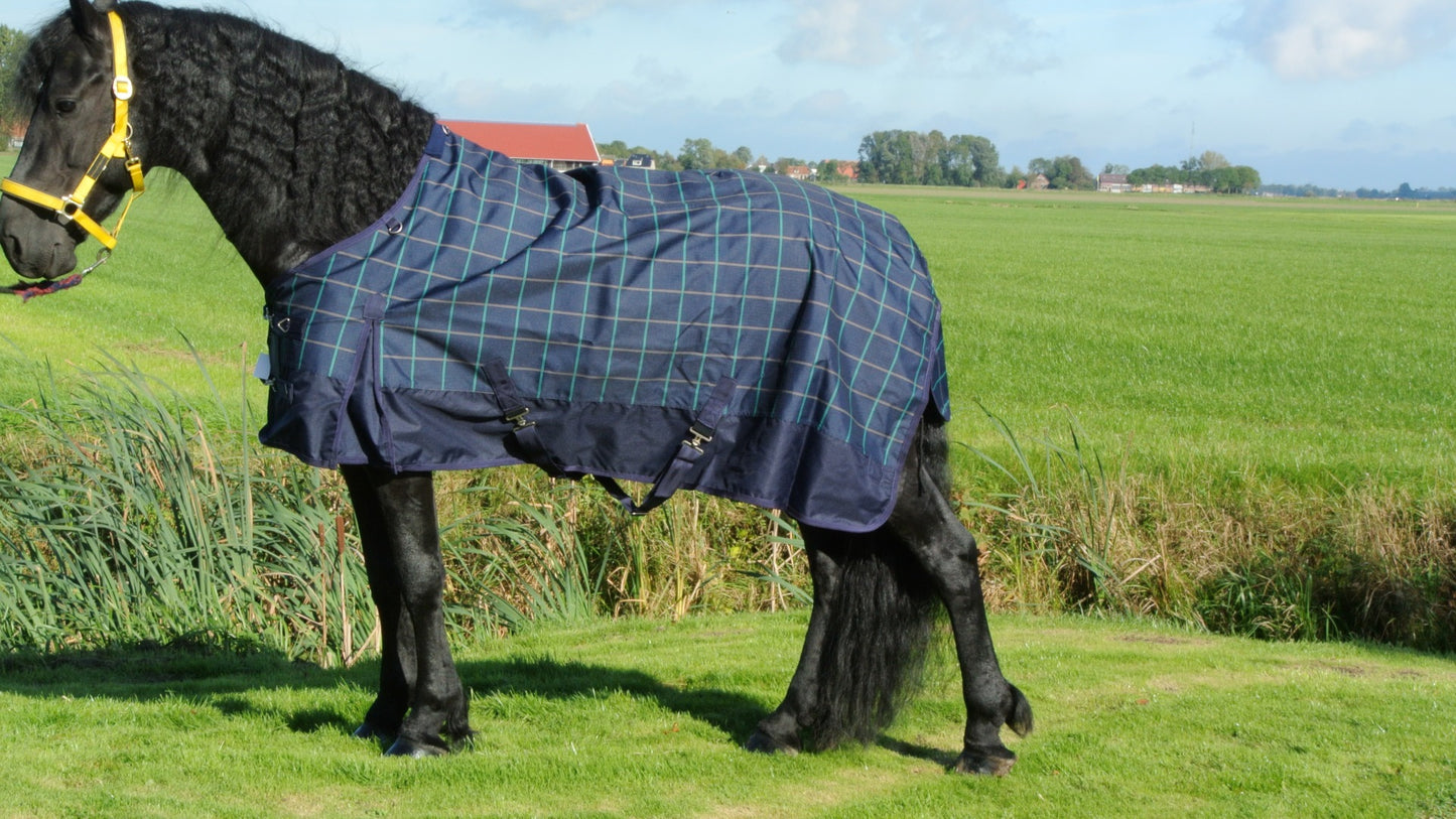 Regendeken luxe 0 gram Navie Ruit paardendeken