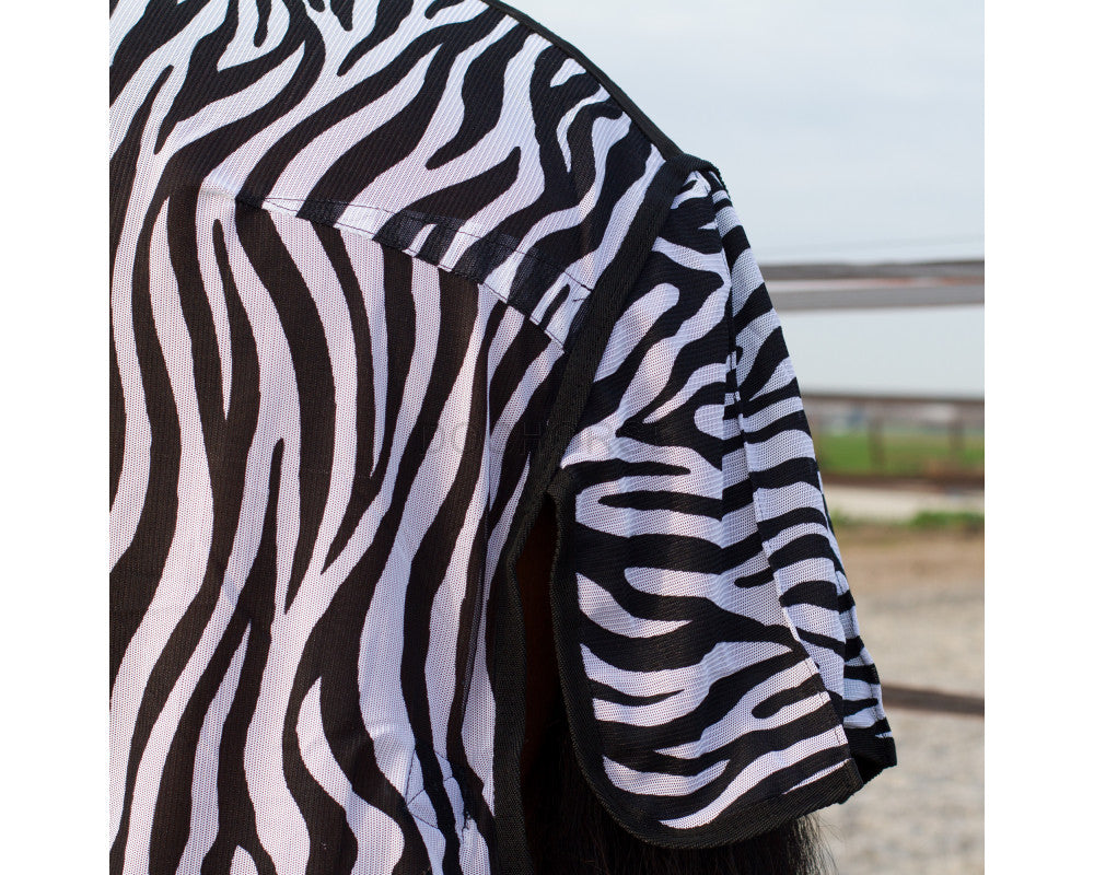 Vliegendeken met losse hals en buikflap, incl. masker Zebra