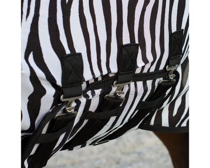 Vliegendeken met losse hals en buikflap, incl. masker Zebra