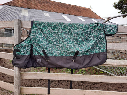 Regendeken luxe 0gram met fleece voering Green/swirl