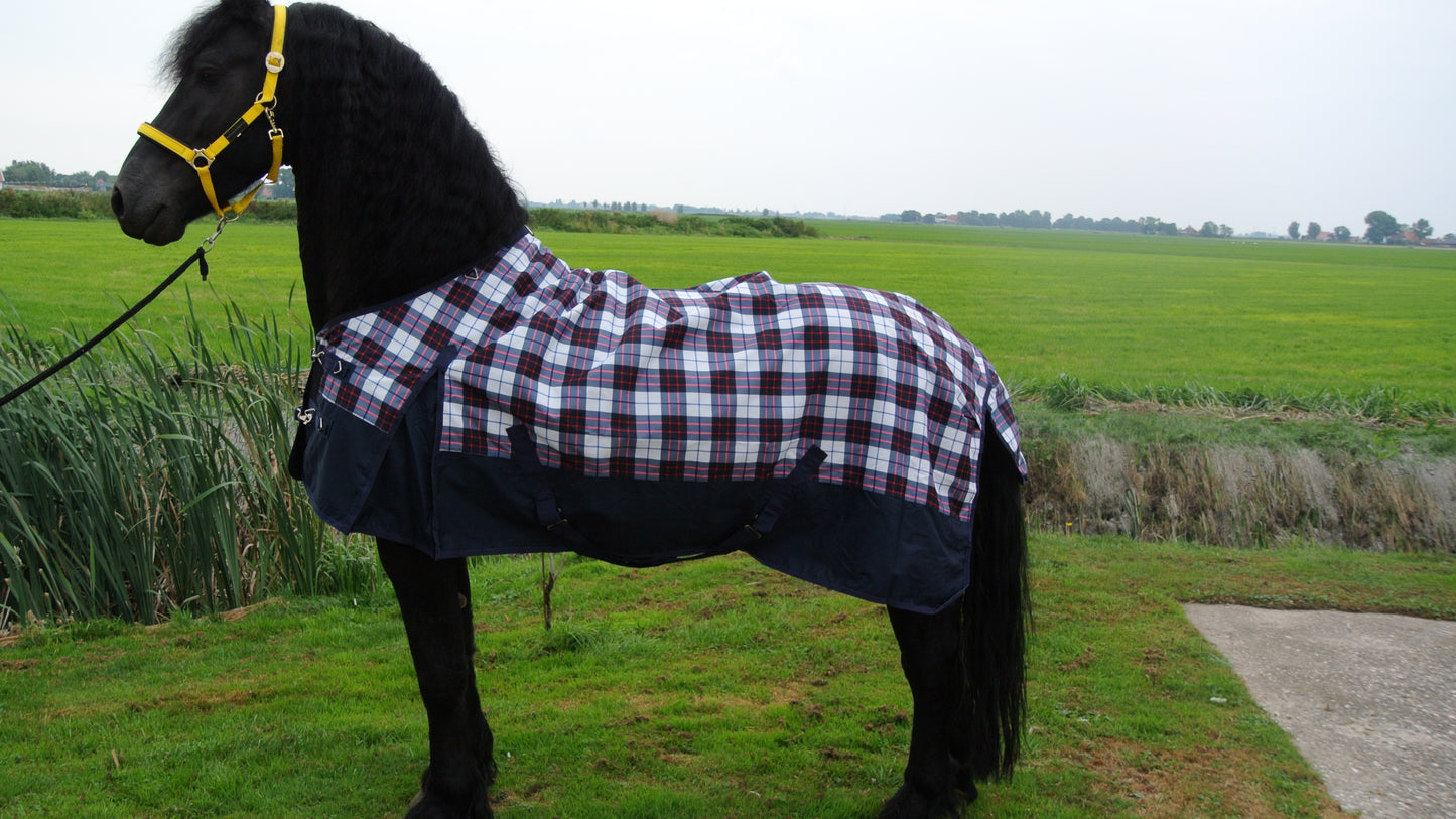 Regendeken de luxe 0 gram Blauw/rode ruit