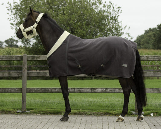 Alaska teddyfleece grijs/creme paardendeken 