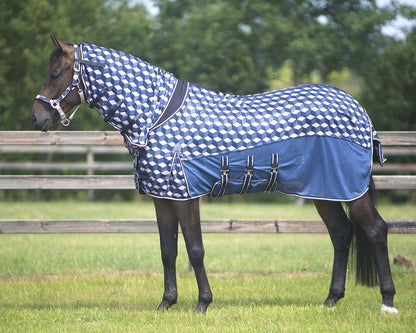 Couverture anti-mouches confortable avec encolure fixe et couverture hexagonale QHP pour chevaux