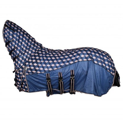 Vliegendeken comfort met vaste nekt hexagon qhp paardendeken