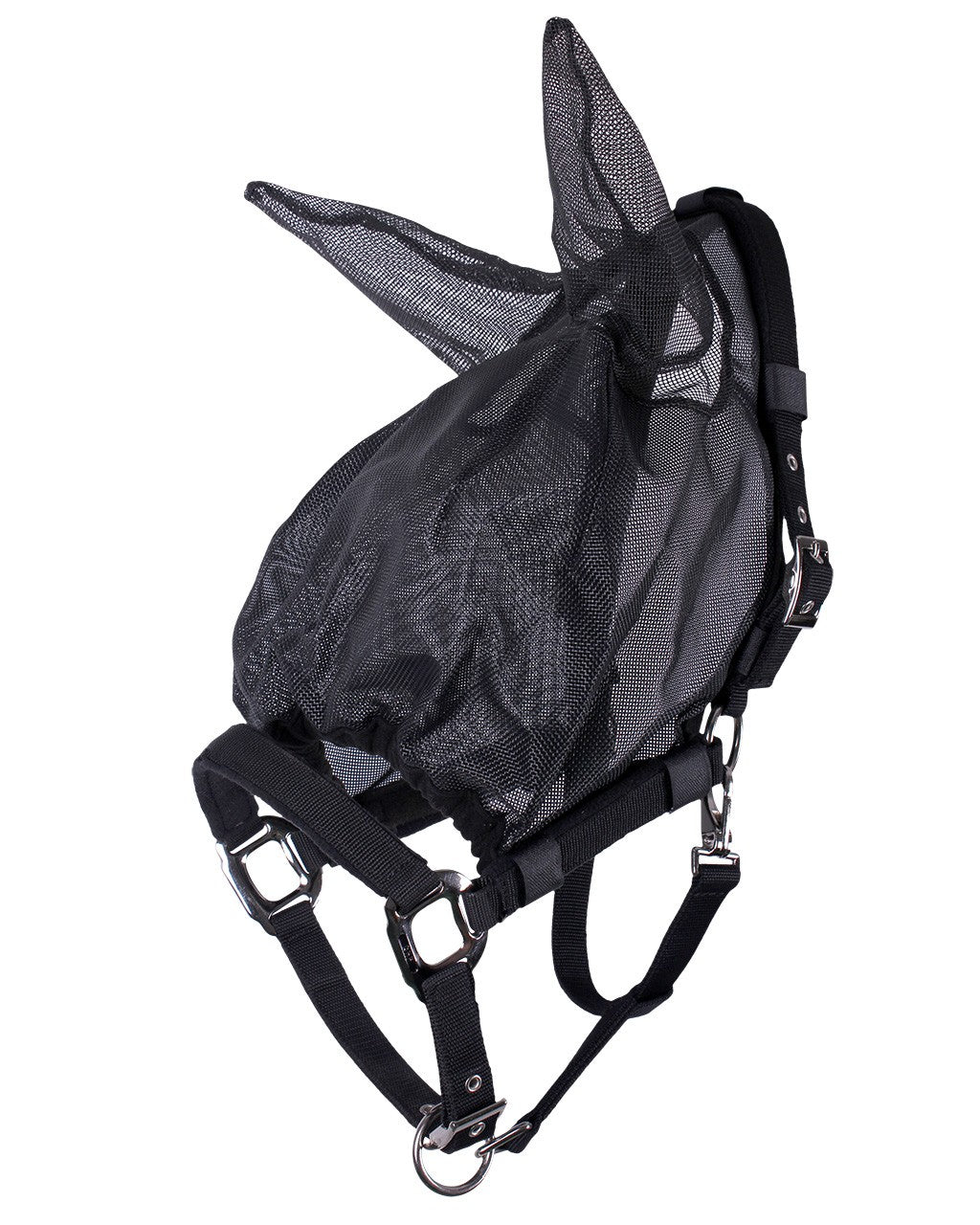 Halster-vliegenkap  met oren combi Zwart 