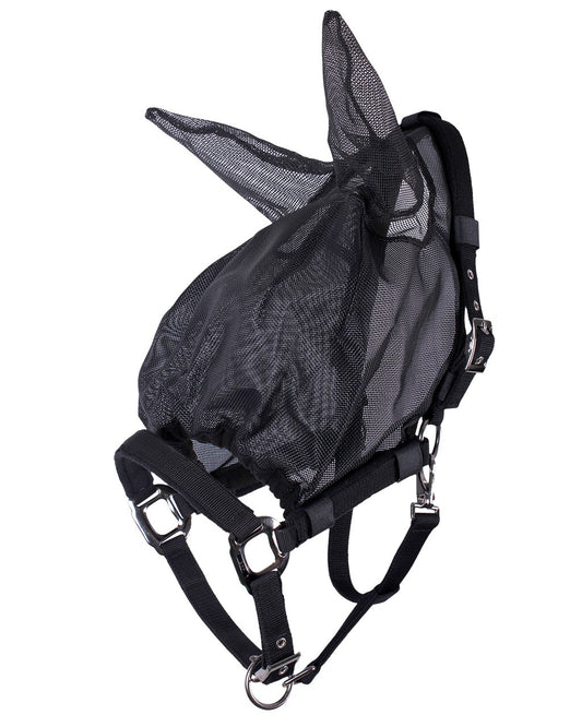 Halster-vliegenkap  met oren combi Zwart 
