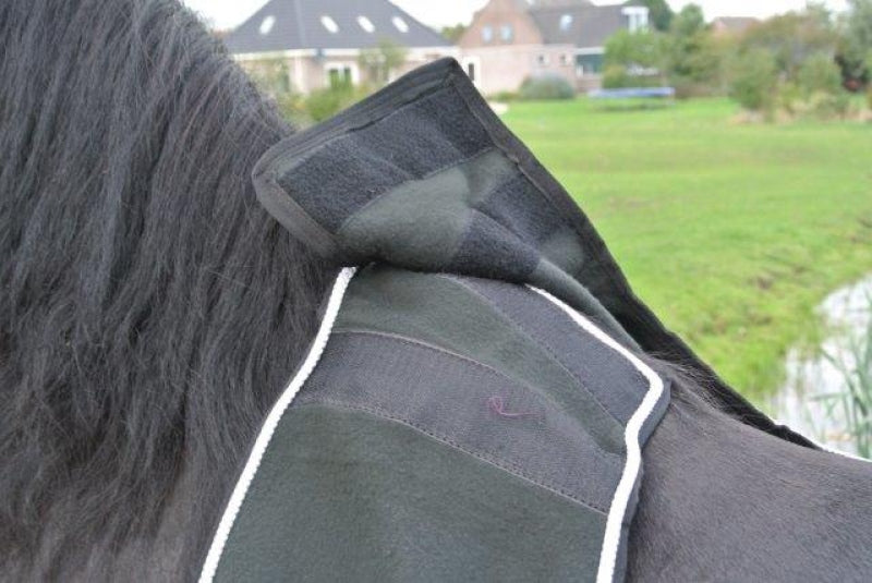 Uitrijdeken fleece blauw/zilver met ornament