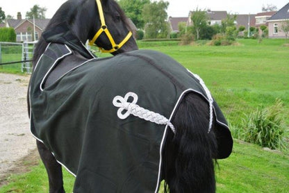 Uitrijdeken fleece zwart/zilver met ornament