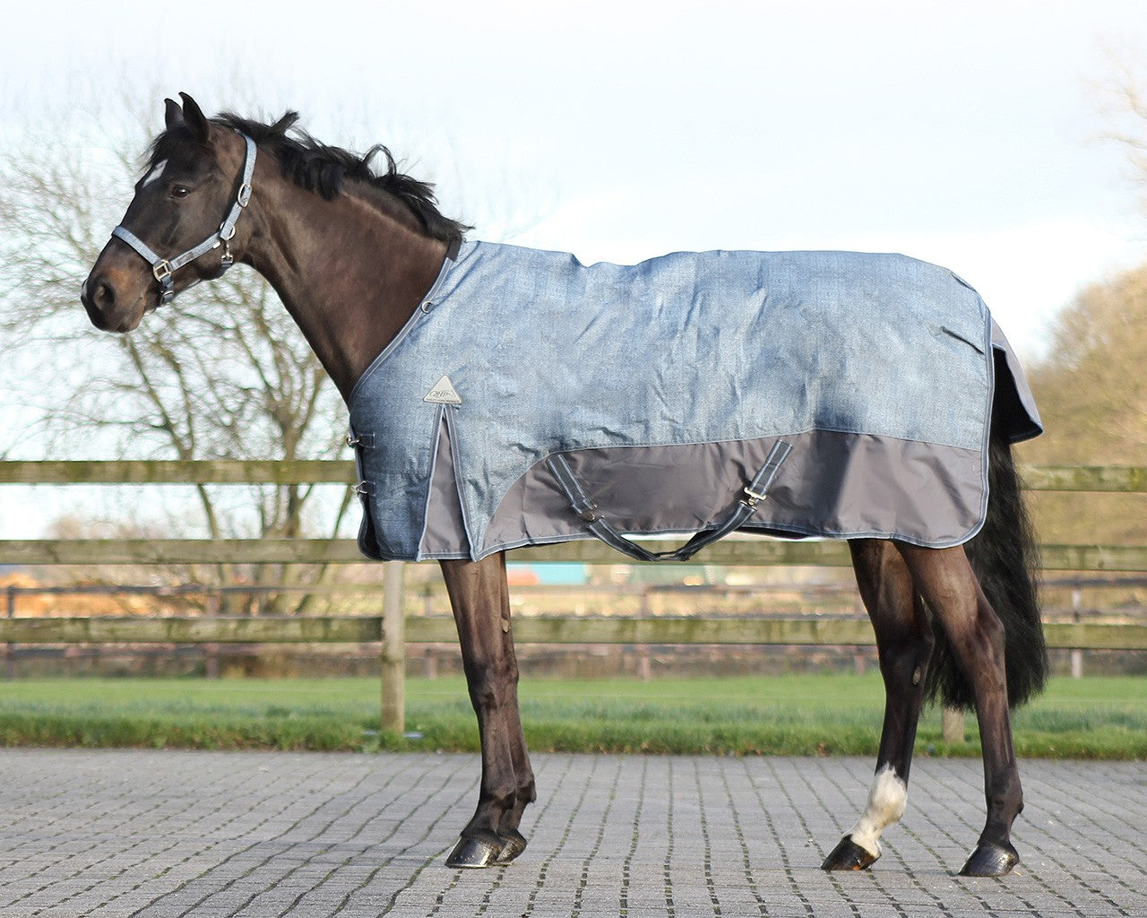Regendeken luxe 0 gram Met fleece voering Graphite paardendeken