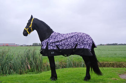 Regendeken de luxe 0 gram met fleecevoering Zwart/paars