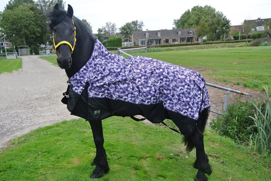 Regendeken luxe 150 gram met Halve hals Zwart/paars buitendeken